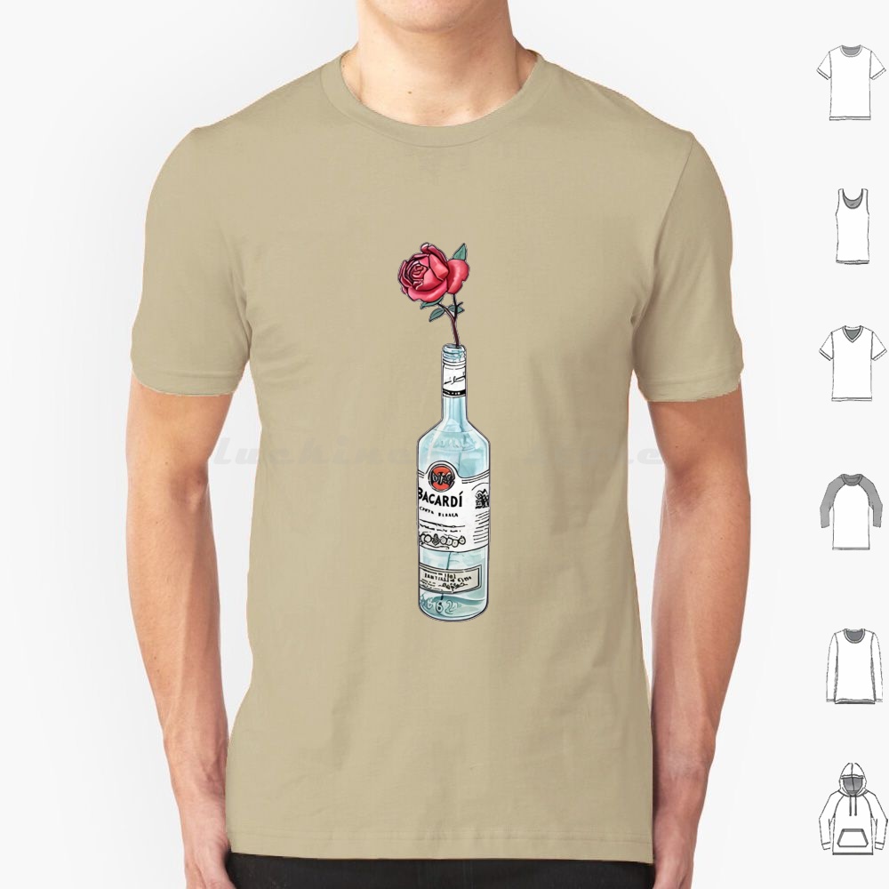 Beer Wine Gin - T-Shirt con Grafica Floreale Rum Bacardi