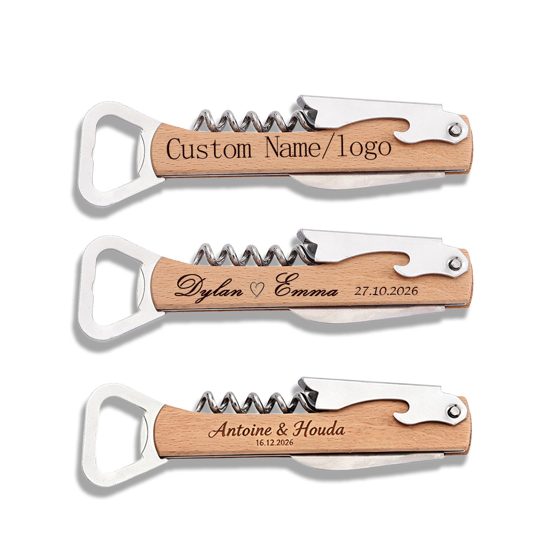 Wine In Beer Name - 20 Pezzi Apribottiglie in Legno Personalizzati