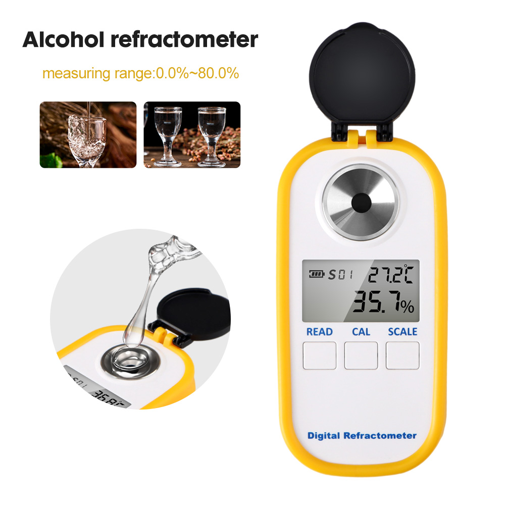 Wine Beer And Spirit - Rifrattometro digitale per alcol 0-80% Display