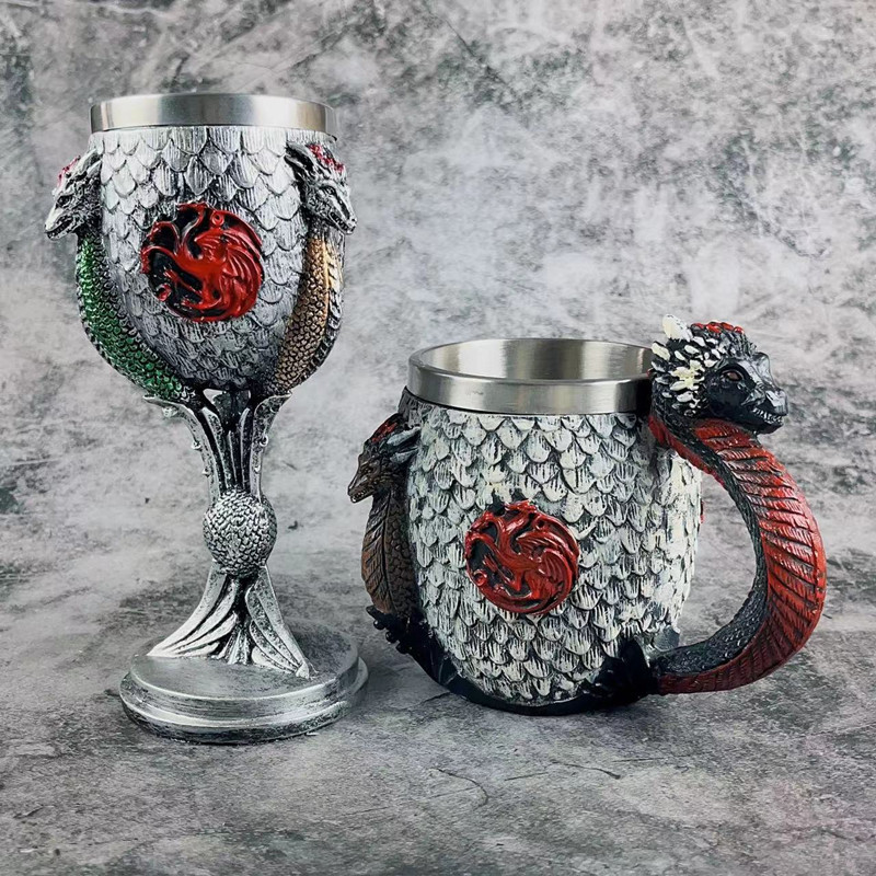 Wine Beer Coffee - Tazze Thrones in resina in acciaio