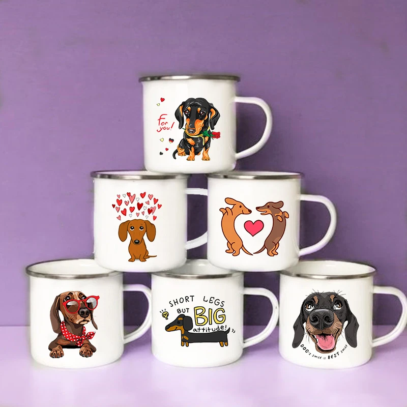 Wine Beer Coffee - Divertente bassotto stampa creativa smalto tazza