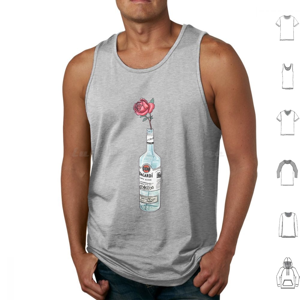 Beer Wine Gin - Canotte con Grafica Floreale Rum Bacardi,